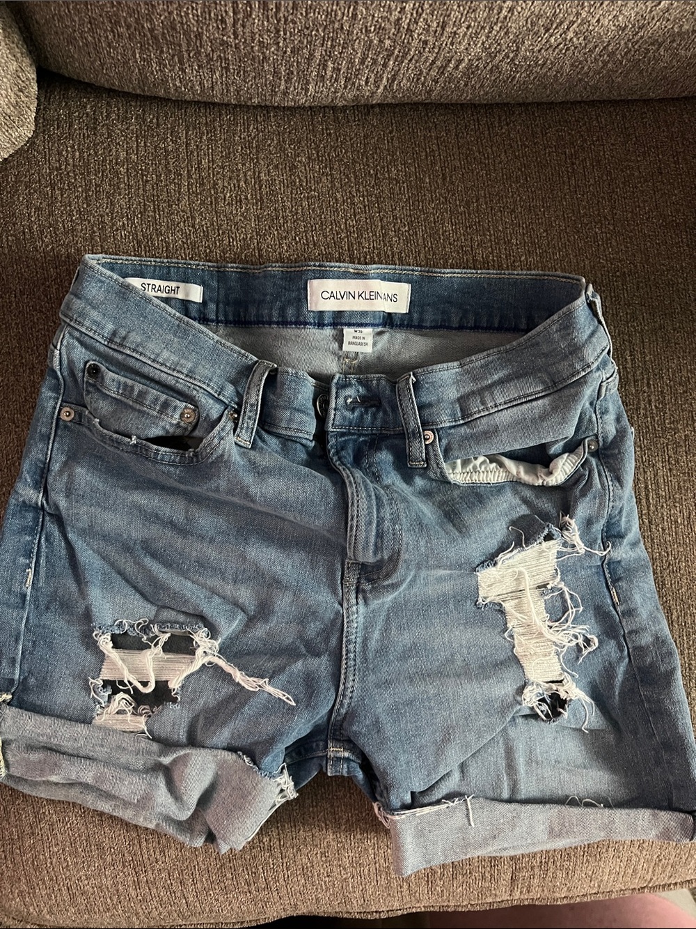 Calvin Klein Jeans Distressed Light Blue Women's Denim Shorts